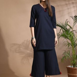 V-Neck Pure Cotton Tunic With Palazzos
