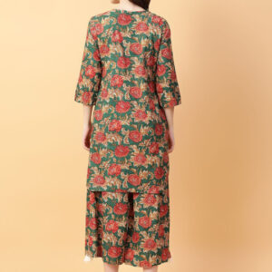 Printed Pure Cotton Three Quarter Sleeve Tunic & Capris