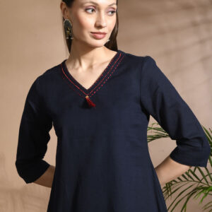 V-Neck Pure Cotton Tunic With Palazzos