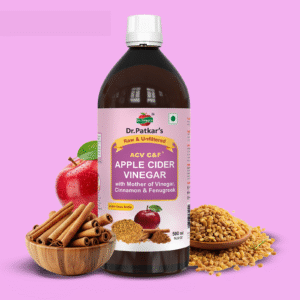 Dr. Patkar's Apple Cider Vinegar with Cinnamon & Fenugreek | Unfiltered & Undiluted | Suitable for Sugar Control with Improved Immunity & Lowers Bad Cholesterol (With Mother) 500ml