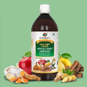 Dr. Patkar's ACV HRT GOLD | Apple Cider Vinegar with Arjuna, Curcumin, Ginger, Garlic & Lemon | 2X Formula Health Shot |Cholesterol Care| Immunity, Heart & Gut Support | Raw & Unfiltered (500 ML)