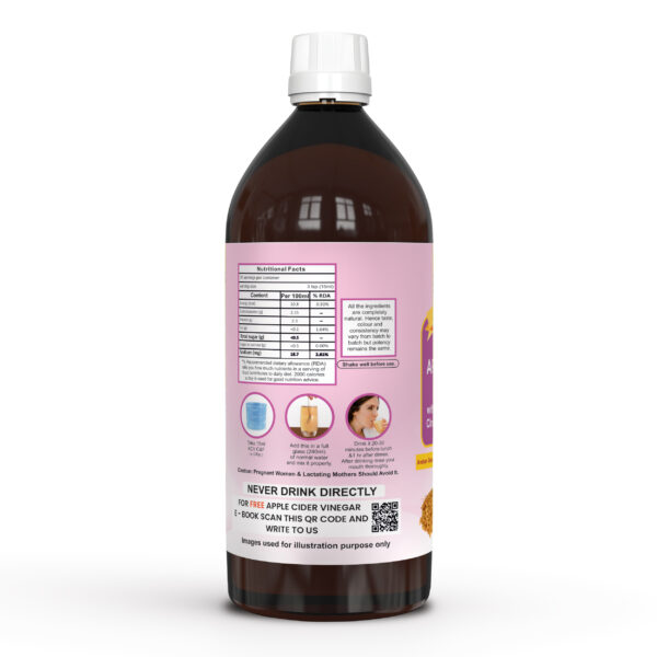 Dr. Patkar's Apple Cider Vinegar with Cinnamon & Fenugreek | Unfiltered & Undiluted | Suitable for Sugar Control with Improved Immunity & Lowers Bad Cholesterol (With Mother) 500ml - Image 2