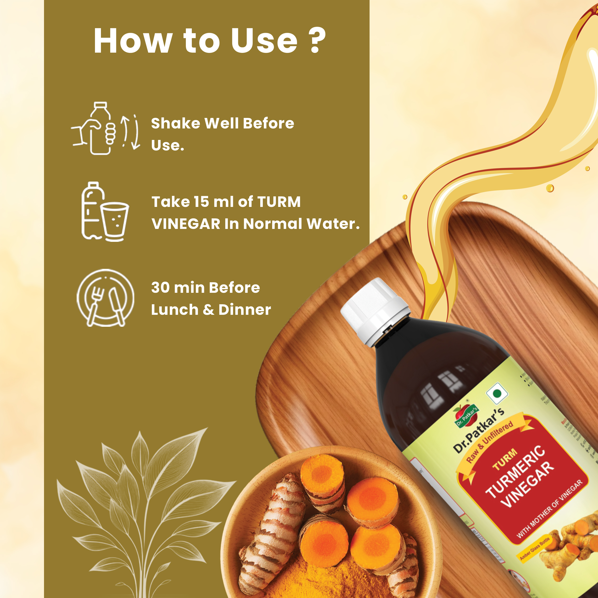 Dr. Patkar's Turmeric Vinegar Unfiltered, With Mother + Black Pepper (Piperine) Supports Weight Management, Boost Immunity & Detox, Skin Health | 500ml - Image 6